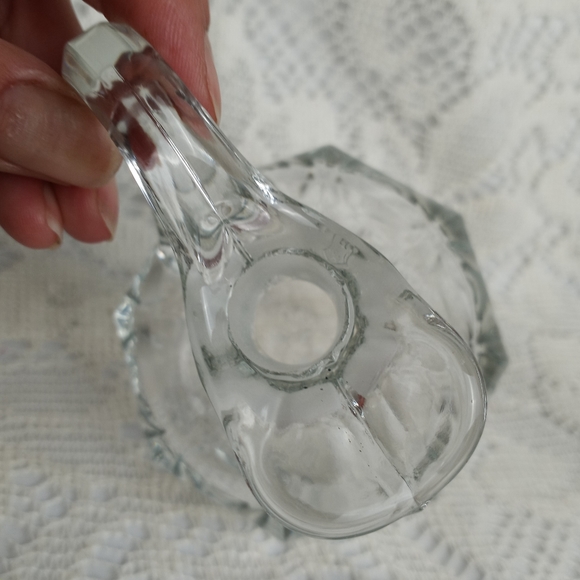 Antique Heisey Blown Glass Clear Crystal Cruet Paneled Sides Signed 4" - Picture 3 of 6
